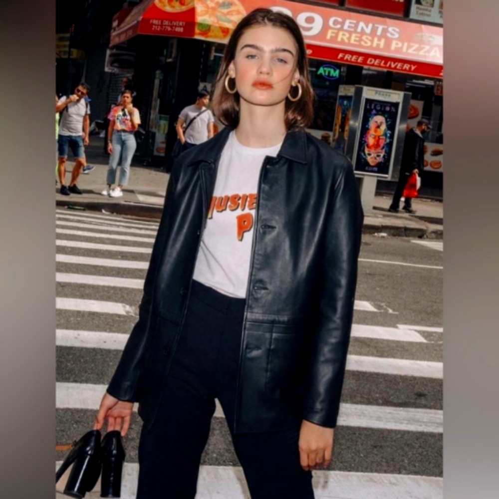 Nine West Vintage Black Leather Jacket Size S